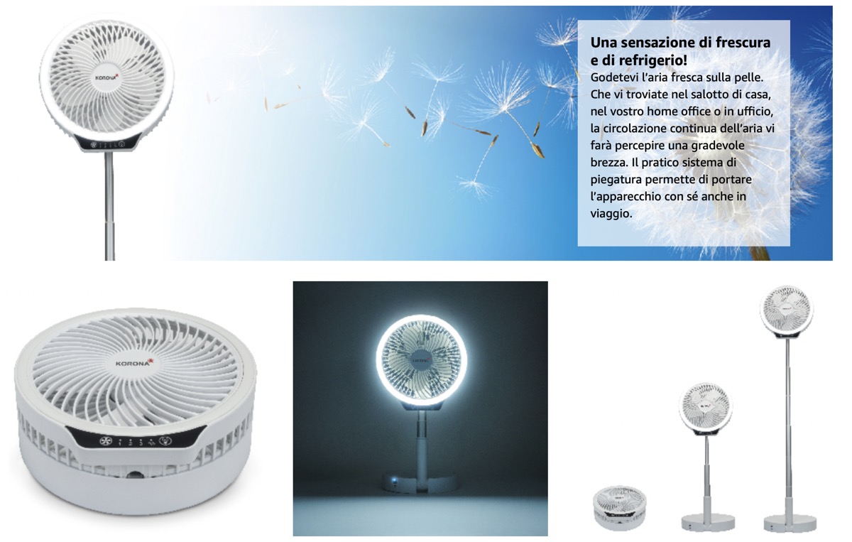 Korona 81010 il ventilatore estensibile a batteria costa solo 59 euro su Amazon