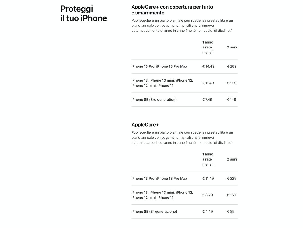 AppleCare+ con copertura furto e smarrimento disponibile anche in Italia