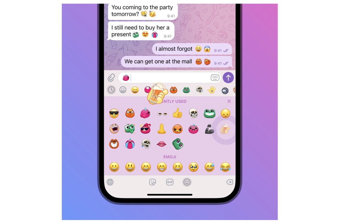 Aggiornamento Telegram, arrivano le emoji animate e Premium da regalare