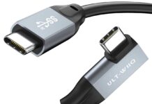 ULT-WIIQ, un cavo da USB-C a USB 3.2 da 100W angolato di 90°