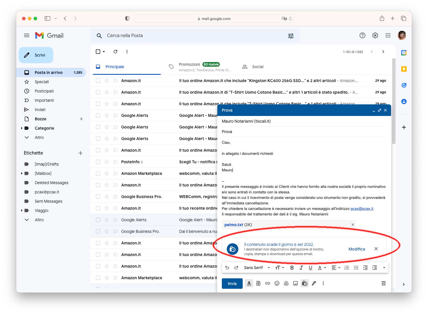 Come inviare e aprire email riservate con Gmail