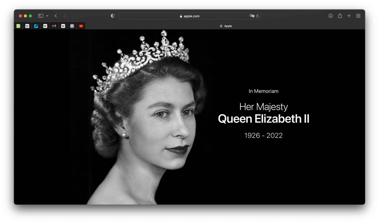Apple omaggia la Regina Elisabetta II sulla homepage
