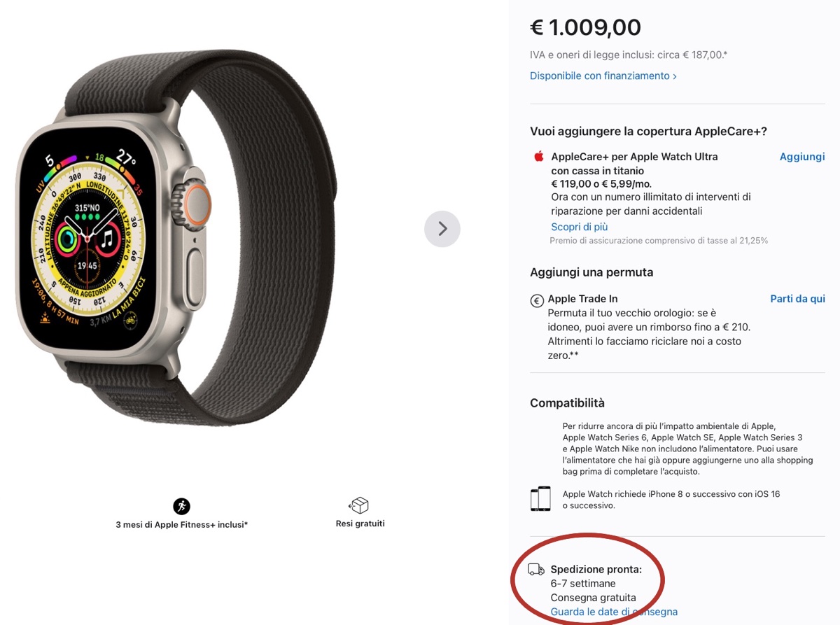 Apple Watch 8 e Ultra, i preordini slittano quasi due mesi Apple Watch 8 e Ultra, i preordini slittano quasi due mesi