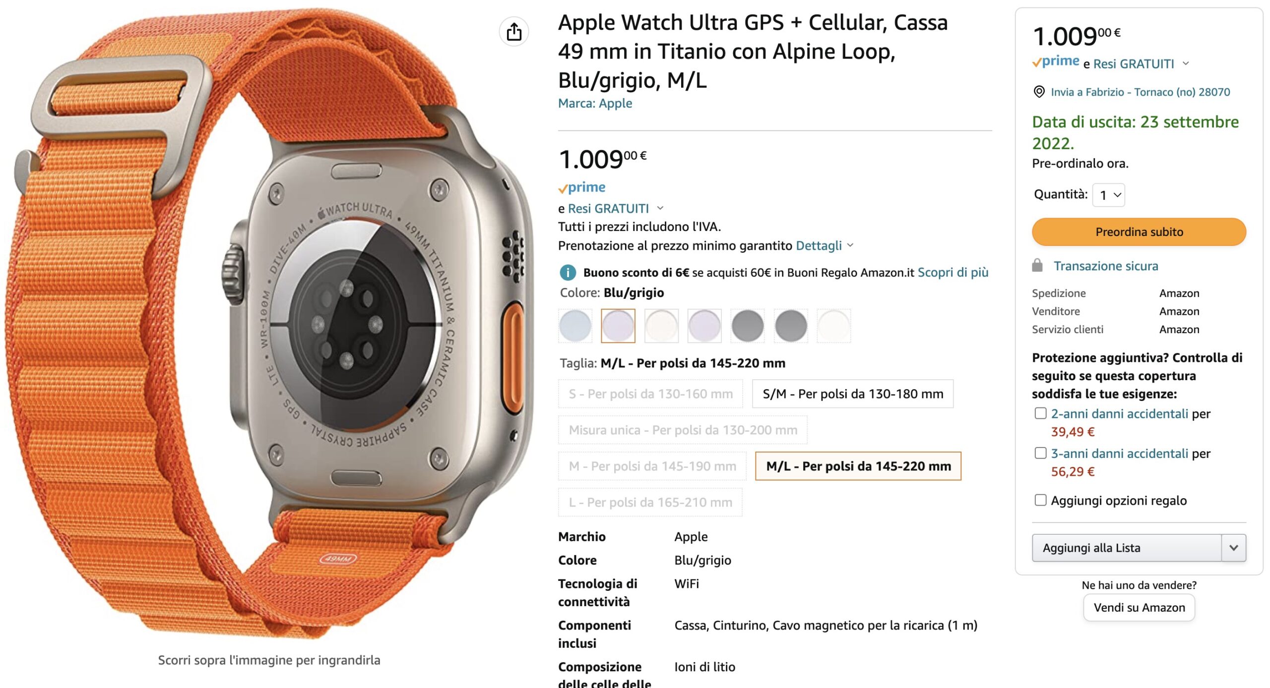 Apple Watch Ultra, su Amazon si ordina adesso ed è spedito senza ritardi
