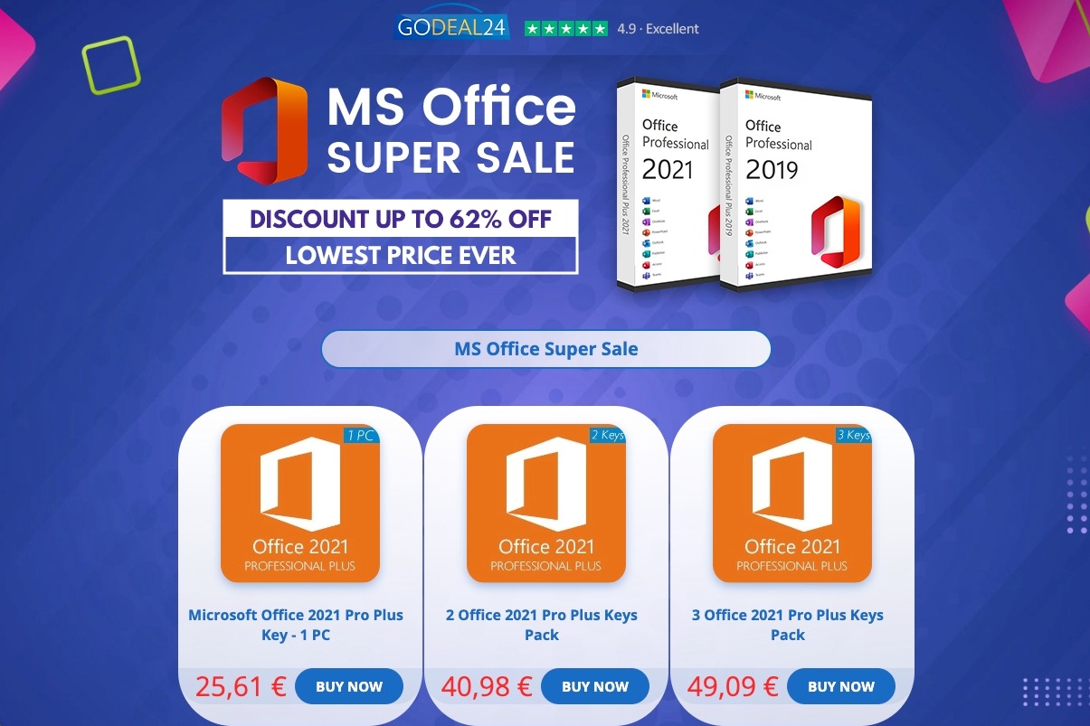Licenza a vita per Microsoft Office 2021 a 13,52 €, Windows a 7,42 € su Godeal24