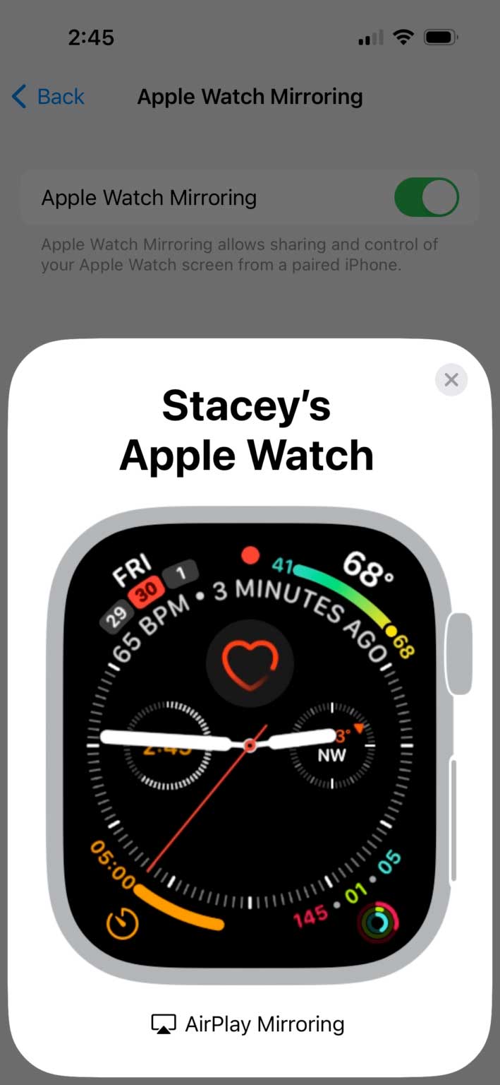 How to mirror Apple Watch on iPhone