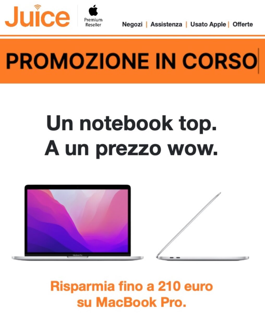 Juice sconta MacBook Pro 13” M1 fino a 210 euro
