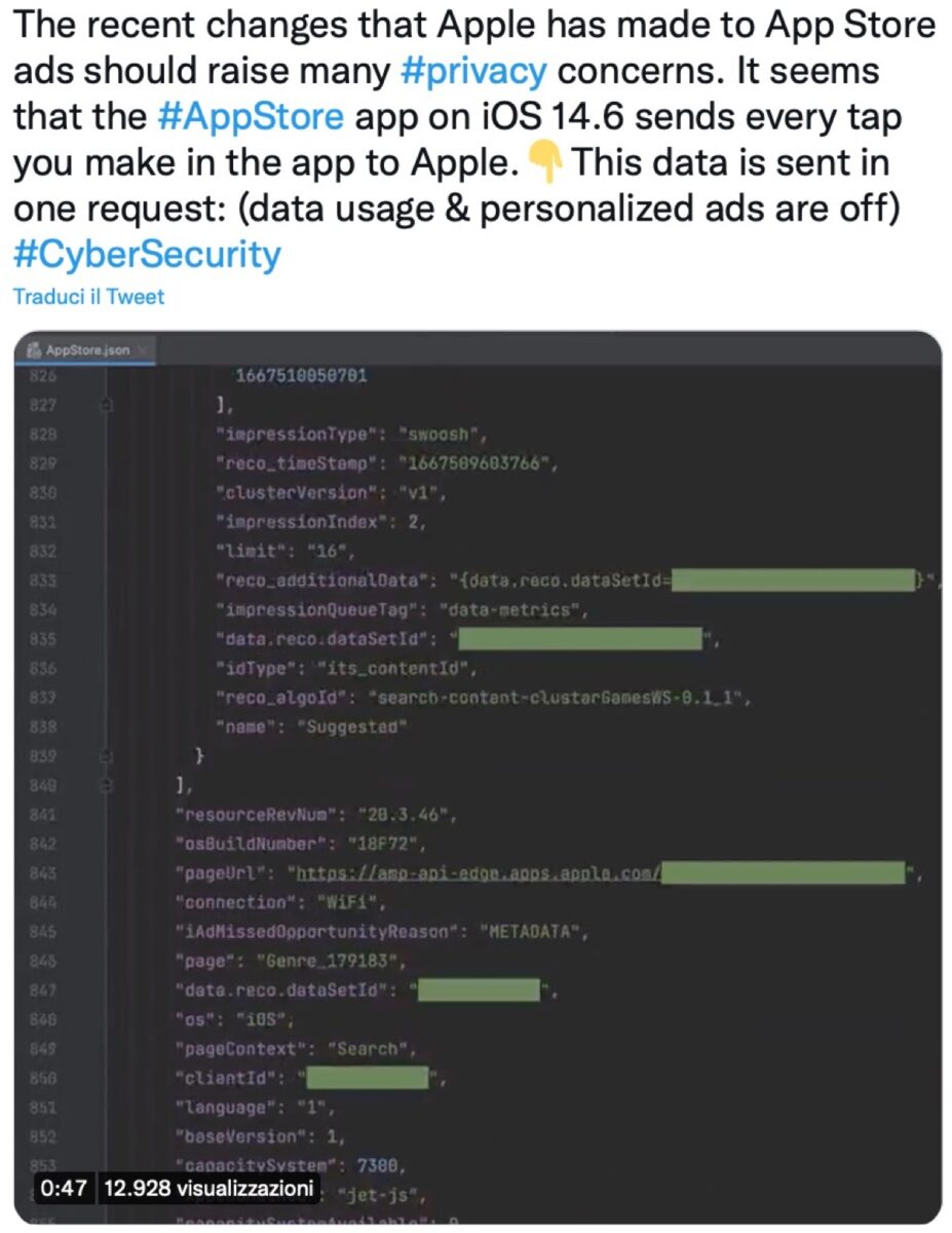 Apple può tracciare tutti i tap utente dentro App Store