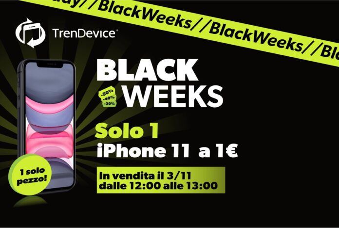 Black Weeks TrenDevice inizia il 3/11, non perdere iPhone 11 a 1€, solo 1 disponibile