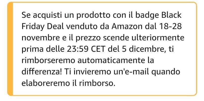 Amazon protegge i prezzi del Black Friday, rimborso se scendono prima del 5 dicembr