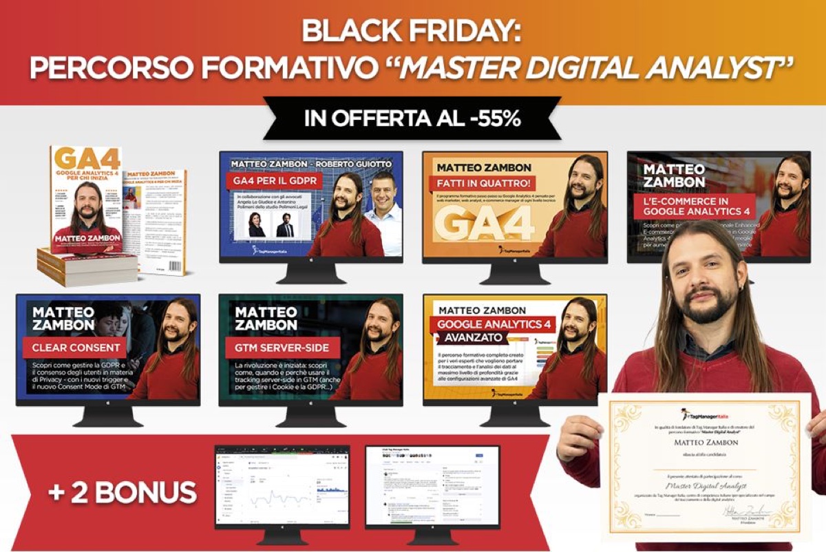 Tag Manager Italia sconta per Black Friday il corso Master Digital Analyst