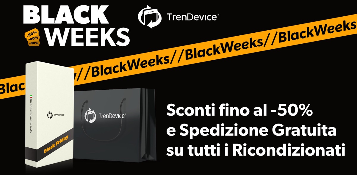 Settimana Black Friday TrenDevice, sconti fino a -50% e Spedizione Gratuita su tutti i Ricondizionati, iPhone 12 da 499,90€