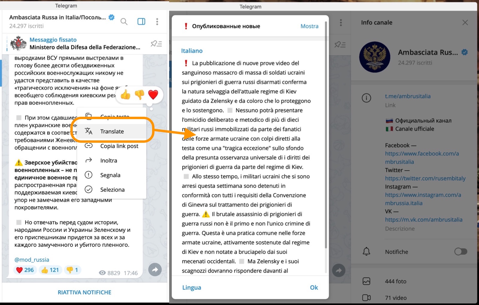 Telegram traduce i messaggi su iPhone, iPad e Mac