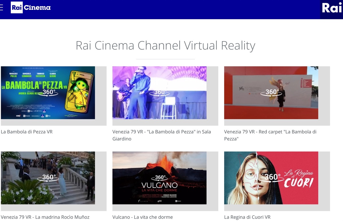 Rai Cinema Channel VR è tutta nuova, offre 100 contenuti esclusivi