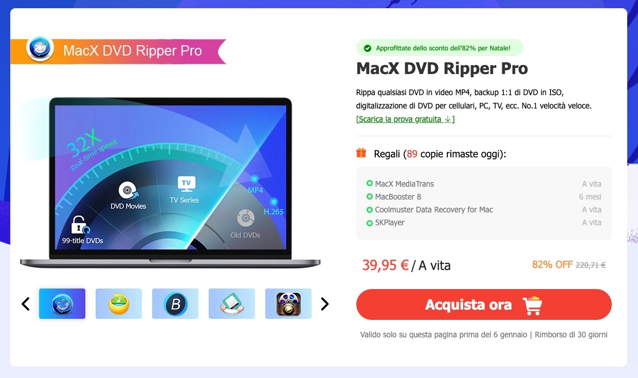 MacX DVD Ripper Pro al prezzo più basso e 4 software in regalo