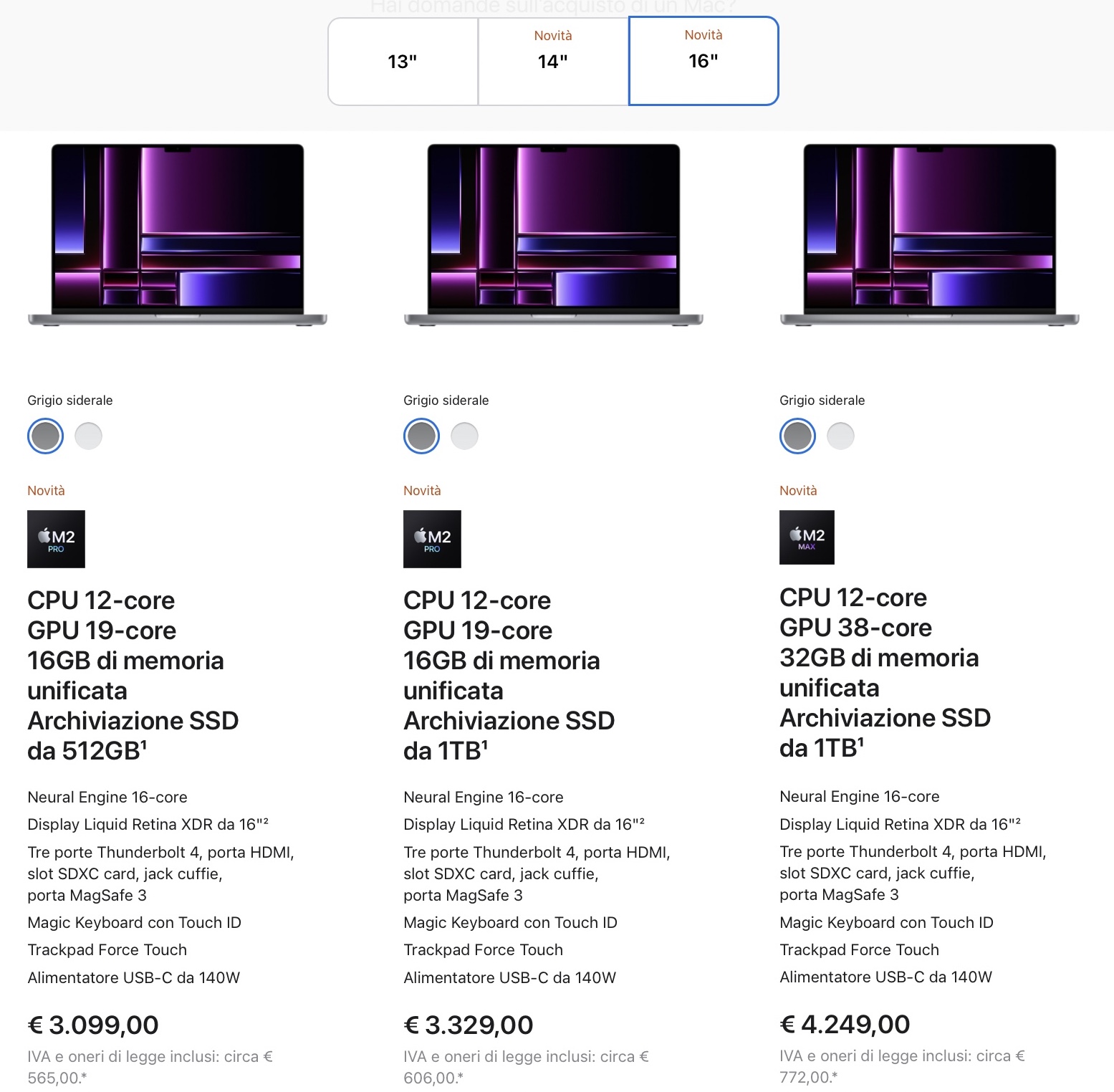 MacBook Pro 2023 i prezzi lievitano, al top costa 7699€