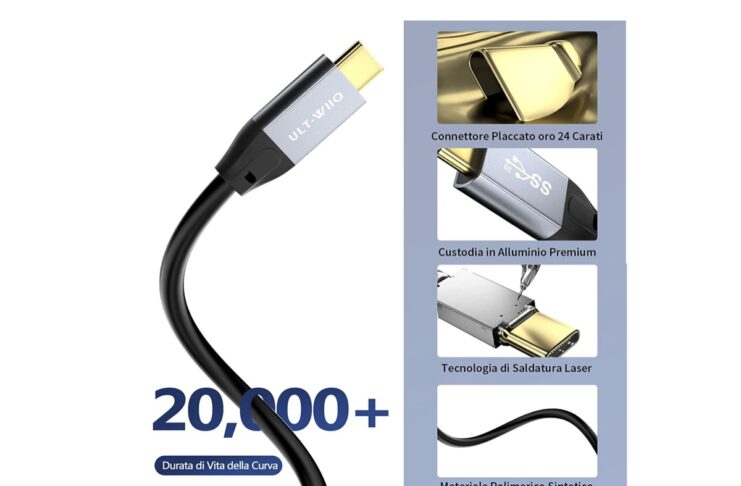 Cavo da USB C a USB C 100W con supporto PD e 3.2 gen a partire da 11,99 euro su Amazon