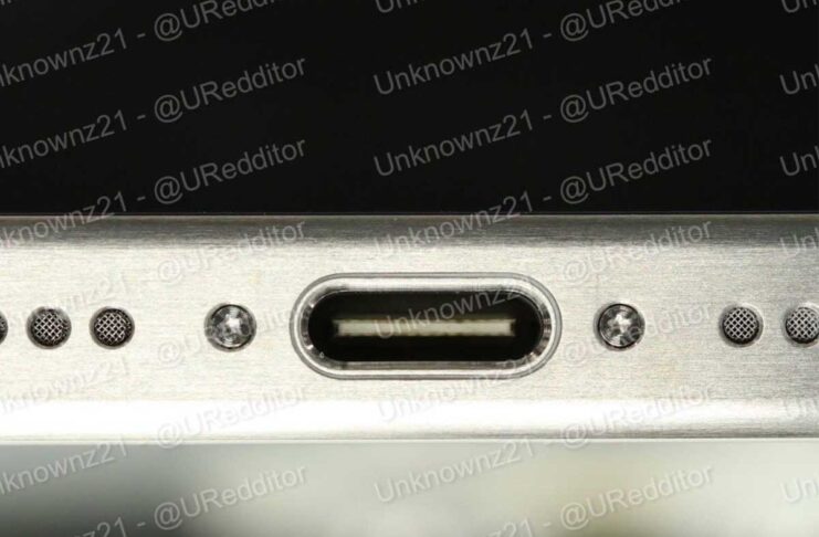 La presunta porta USB-C di iPhone 15 in una immagine