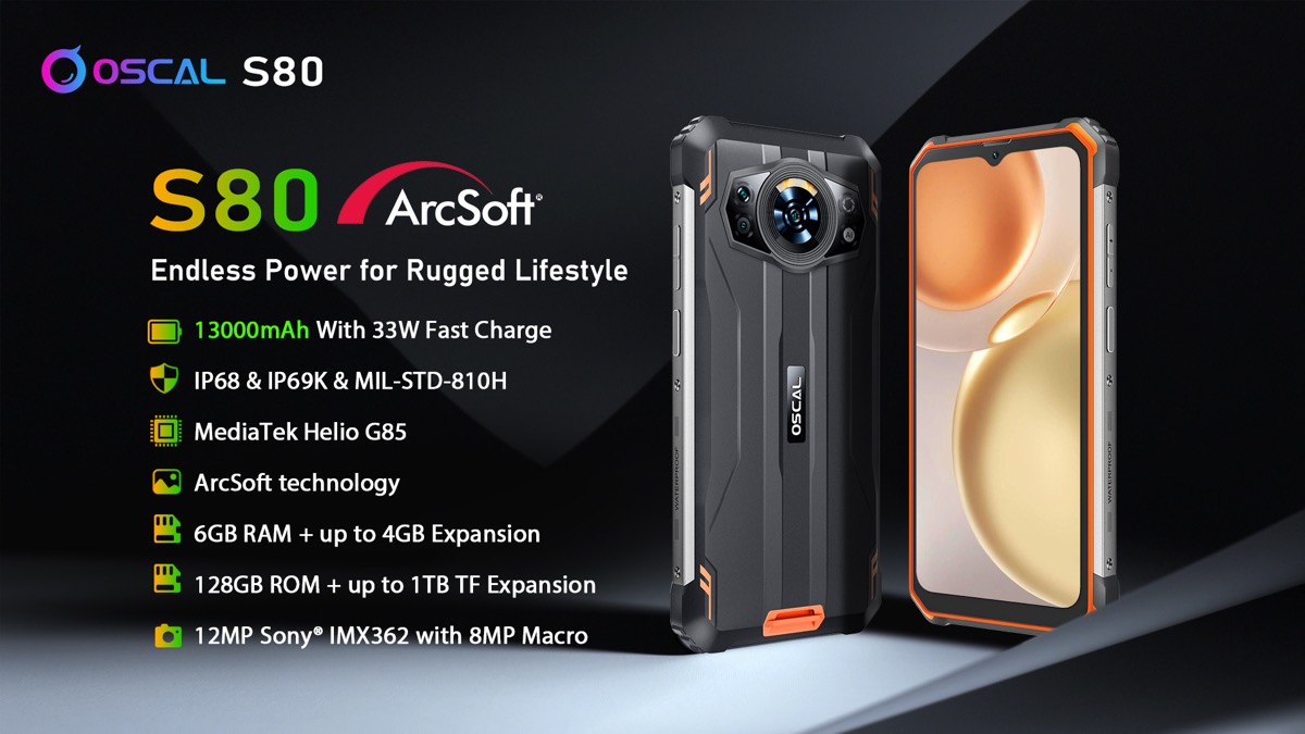 Oscal S80 è il rugged phone con batteria da 13000 mAh, offerta lancio a 174 dollari