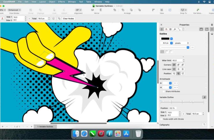 CorelDRAW 2023 con nuovo strumento Contorno Variabile