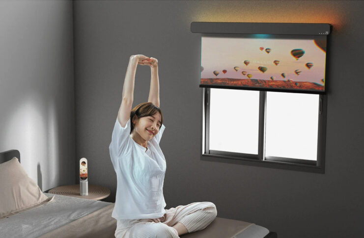 LG trasforma le tende di casa in schermo avvolgibile con soundbar