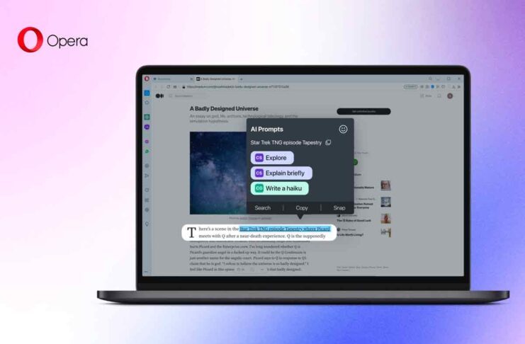 Il browser Opera ora con ChatGPT e funzionalità di riassunto con l’IA