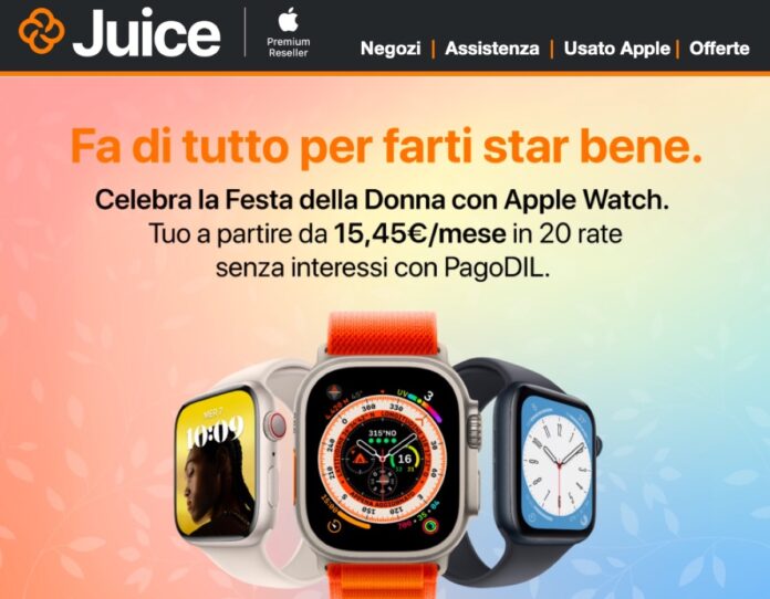 Juice sconta iPhone di 80€ anche a rate, Apple Watch per la Festa della Donna