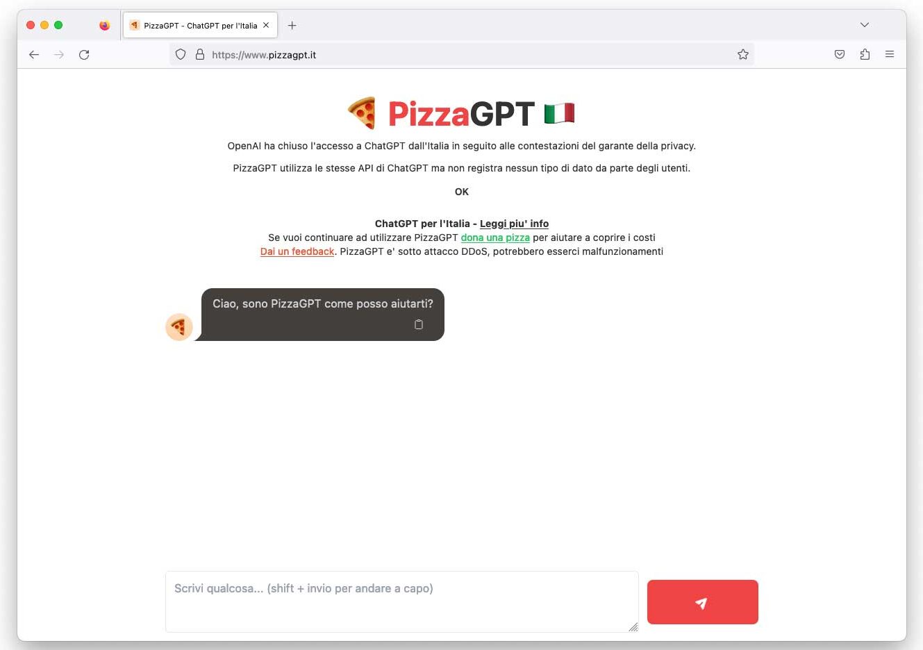 ChatGPT bloccato? PizzaChatGPT è l&#8217;alternativa creata da un italiano