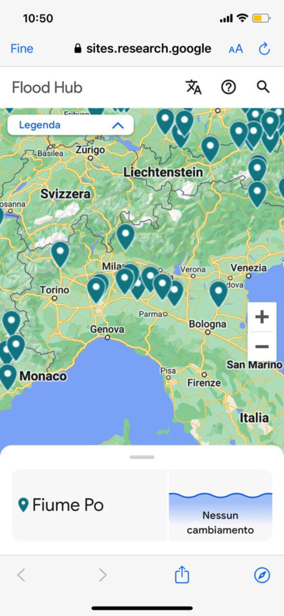 Google Flood Hub in Italia prevede inondazioni con AI