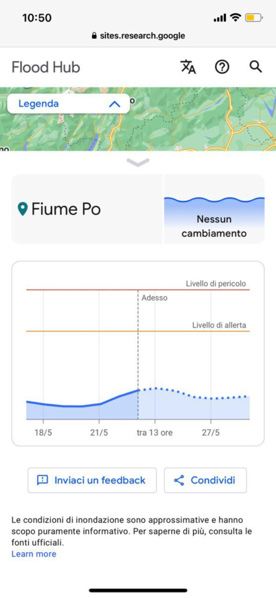 Google Flood Hub in Italia prevede inondazioni con AI