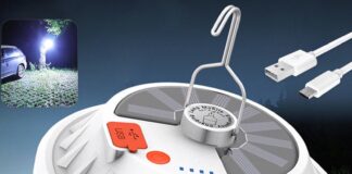 La lampada da tenda XMUND con carica solare a meno di 7 €