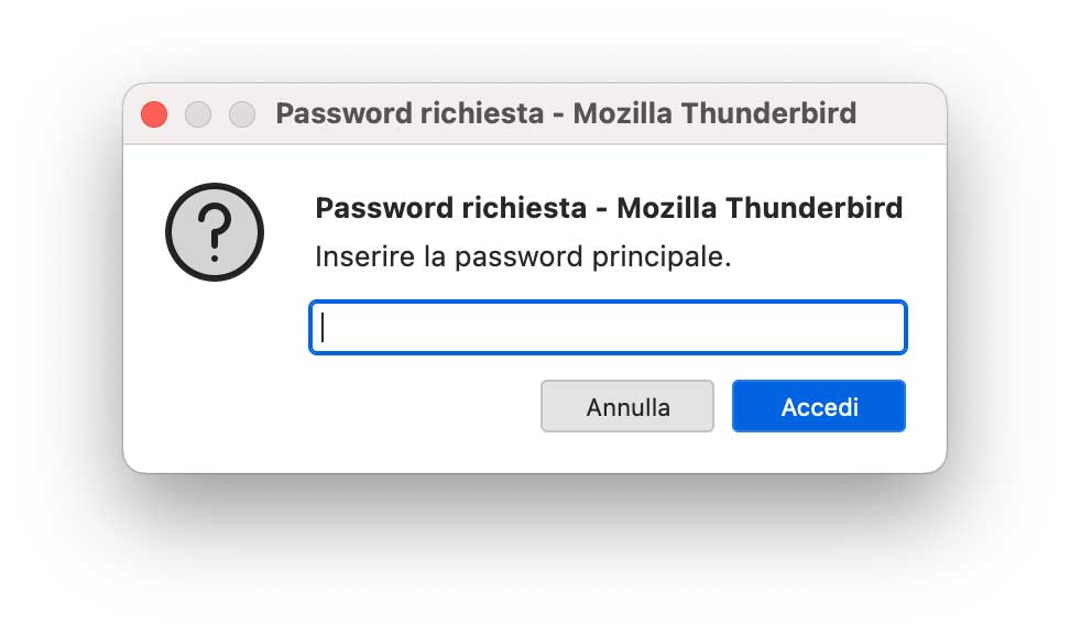 Come proteggere Thunderbird con una password all'avvio