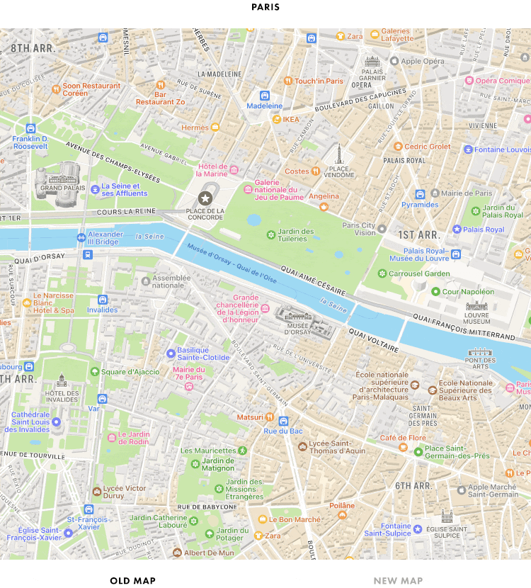Le Mappe 3D di Apple dettagliate per Parigi con indicazioni per chi va in bici