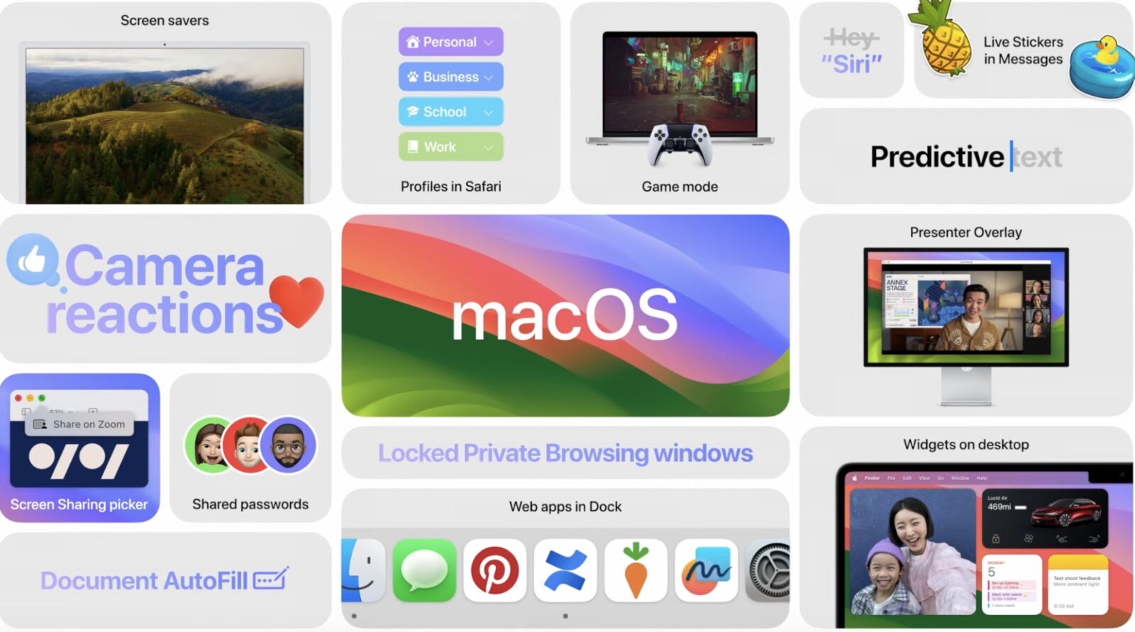 Apple svela macOS 14 Sonoma con widget fluttuanti e nuovi screensaver