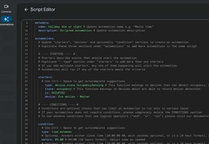 Google Home ora offre uno Script Editor per l'automazione domotica