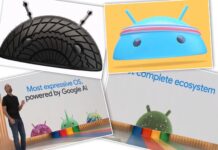 Rivoluzione marchio Android, nome in maiuscolo e logo in 3D