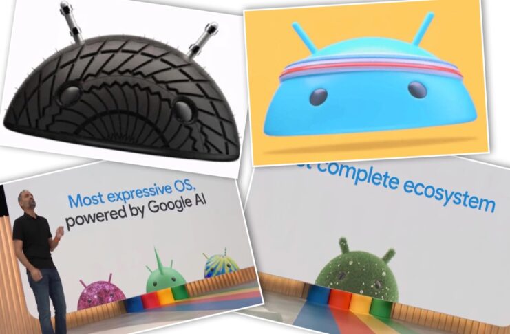 Rivoluzione marchio Android, nome in maiuscolo e logo in 3D