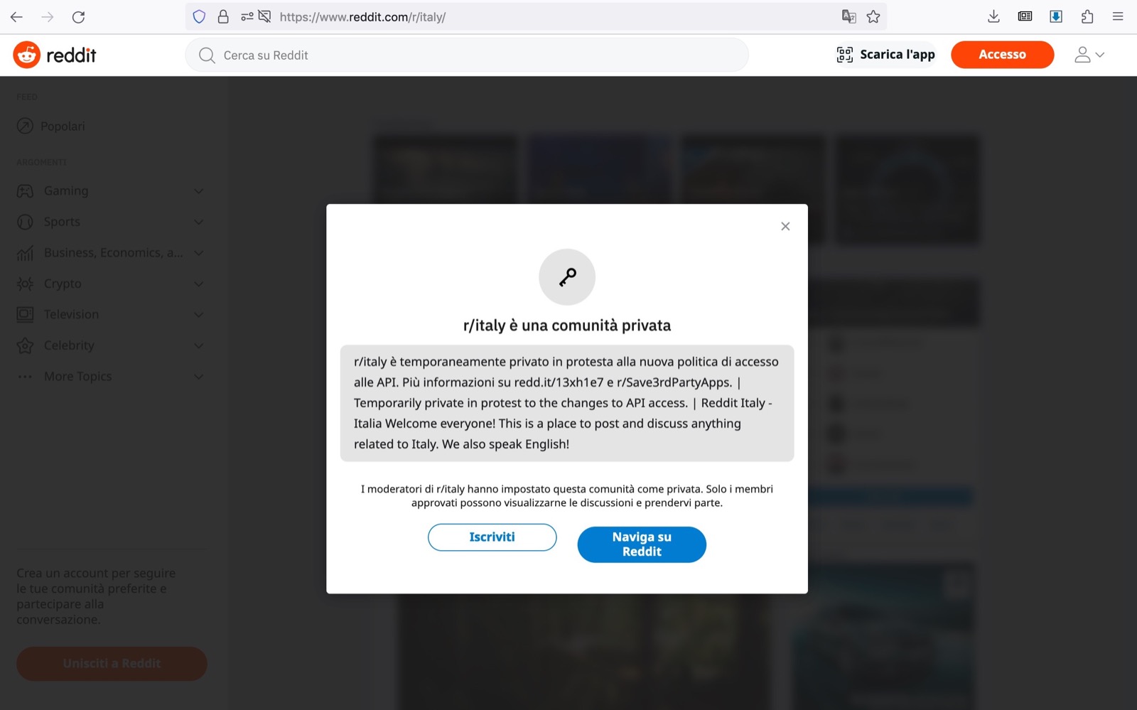 Reddit farà pagare le API, protesta anche il canale italiano Reddit farà pagare le API, protesta anche il canale italiano