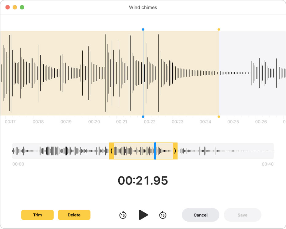 Come funziona l'app Memo Vocali su Mac Come funziona l'app Memo Vocali su Mac