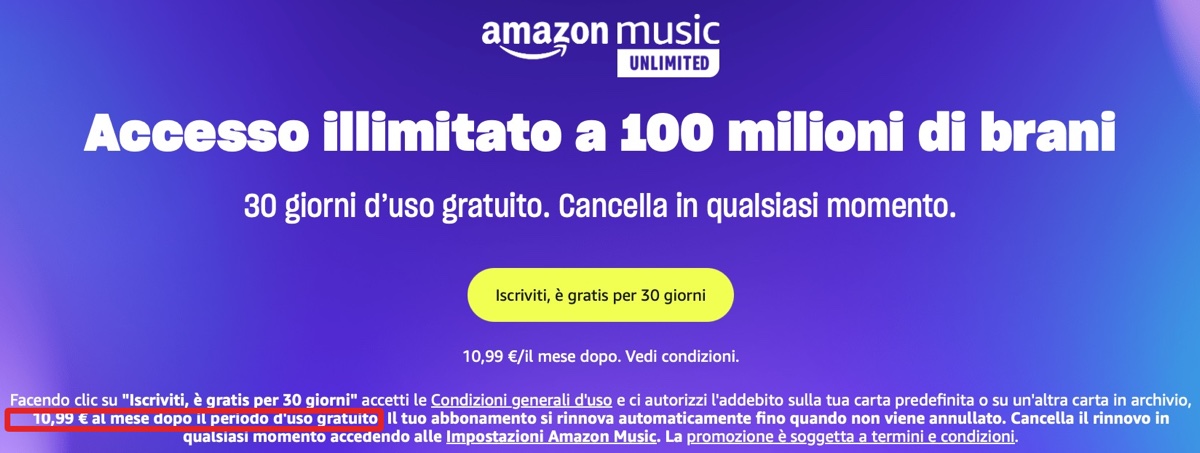 Amazon Music Unlimited aumenta i prezzi