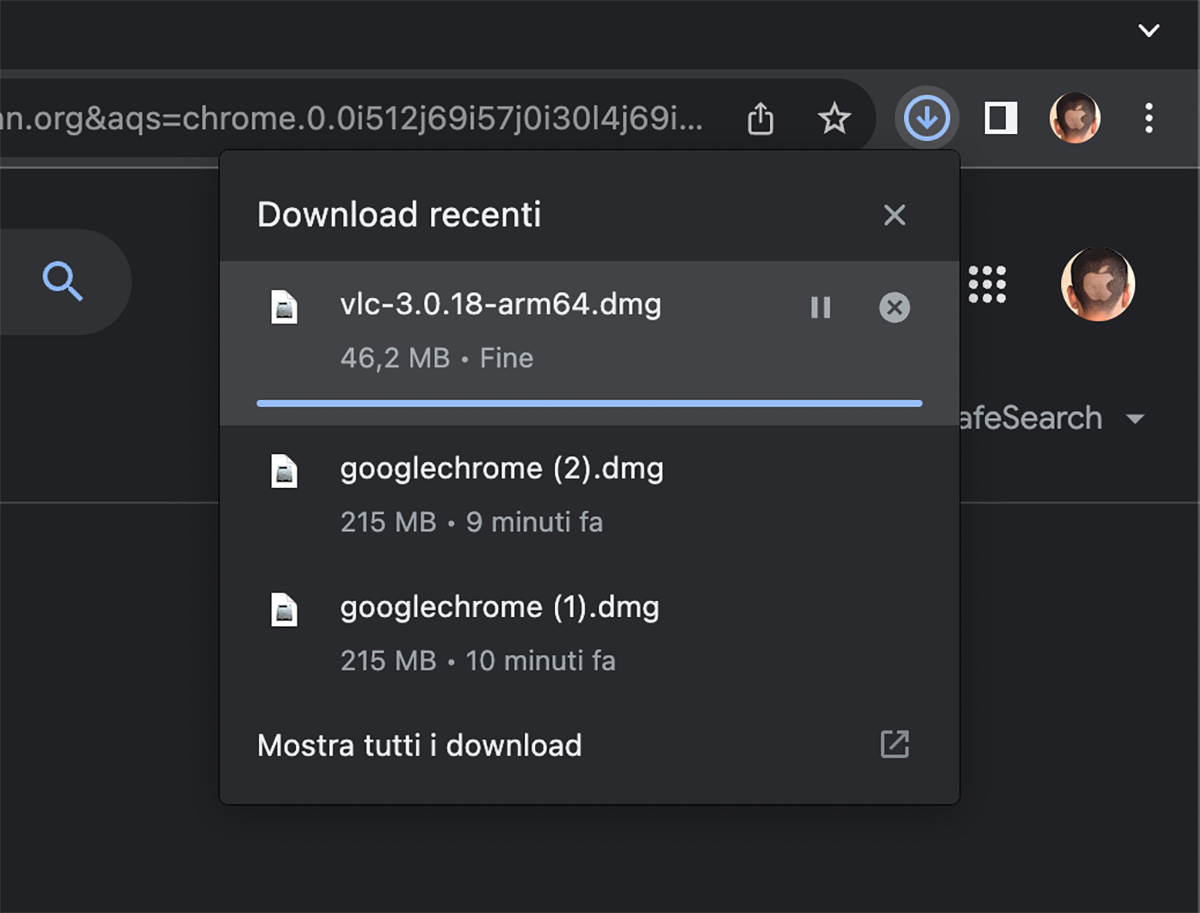 Google Chrome per Mac con nuova modalità di download dei file