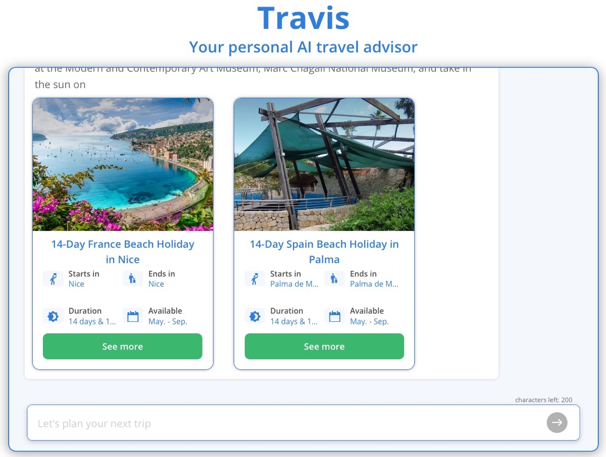 Travis è il chatbot AI che organizza la vacanza perfetta