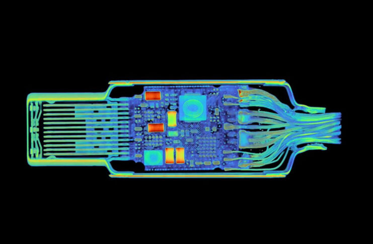 Il cavo Thunderbolt 4 Pro di Apple visto con la tomografia computerizzata