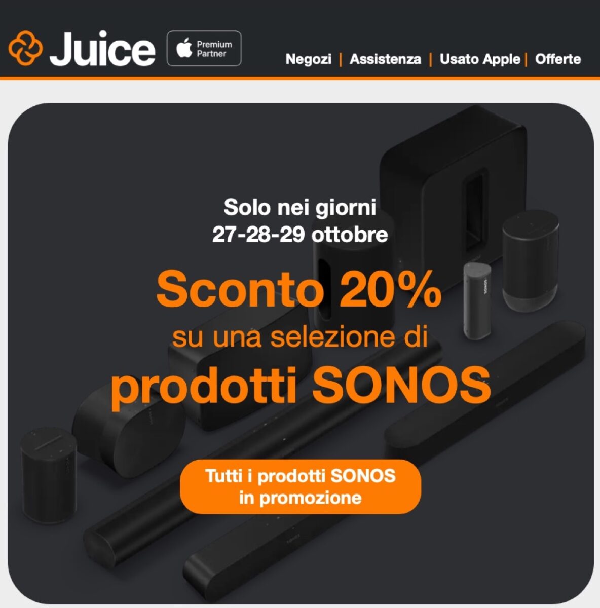 Da Juice sconti Sonos su speaker e soundbar solo per tre giorni