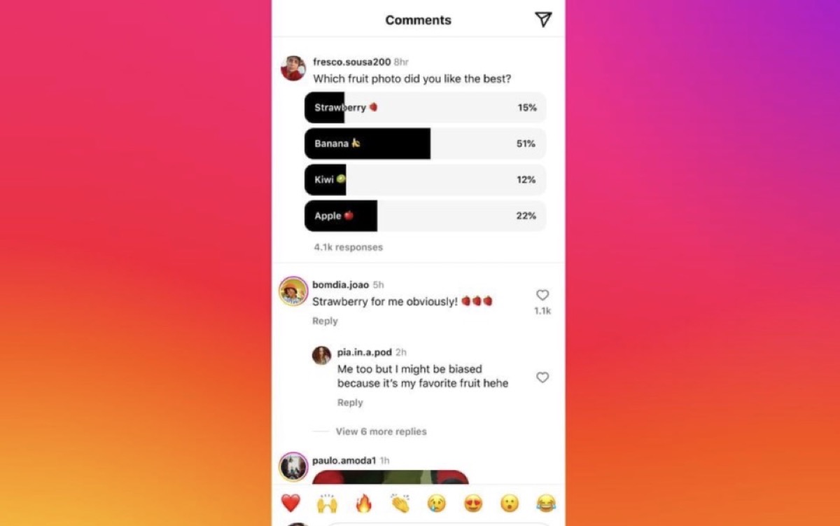 Instagram permette adesso di fare sondaggi nei commenti