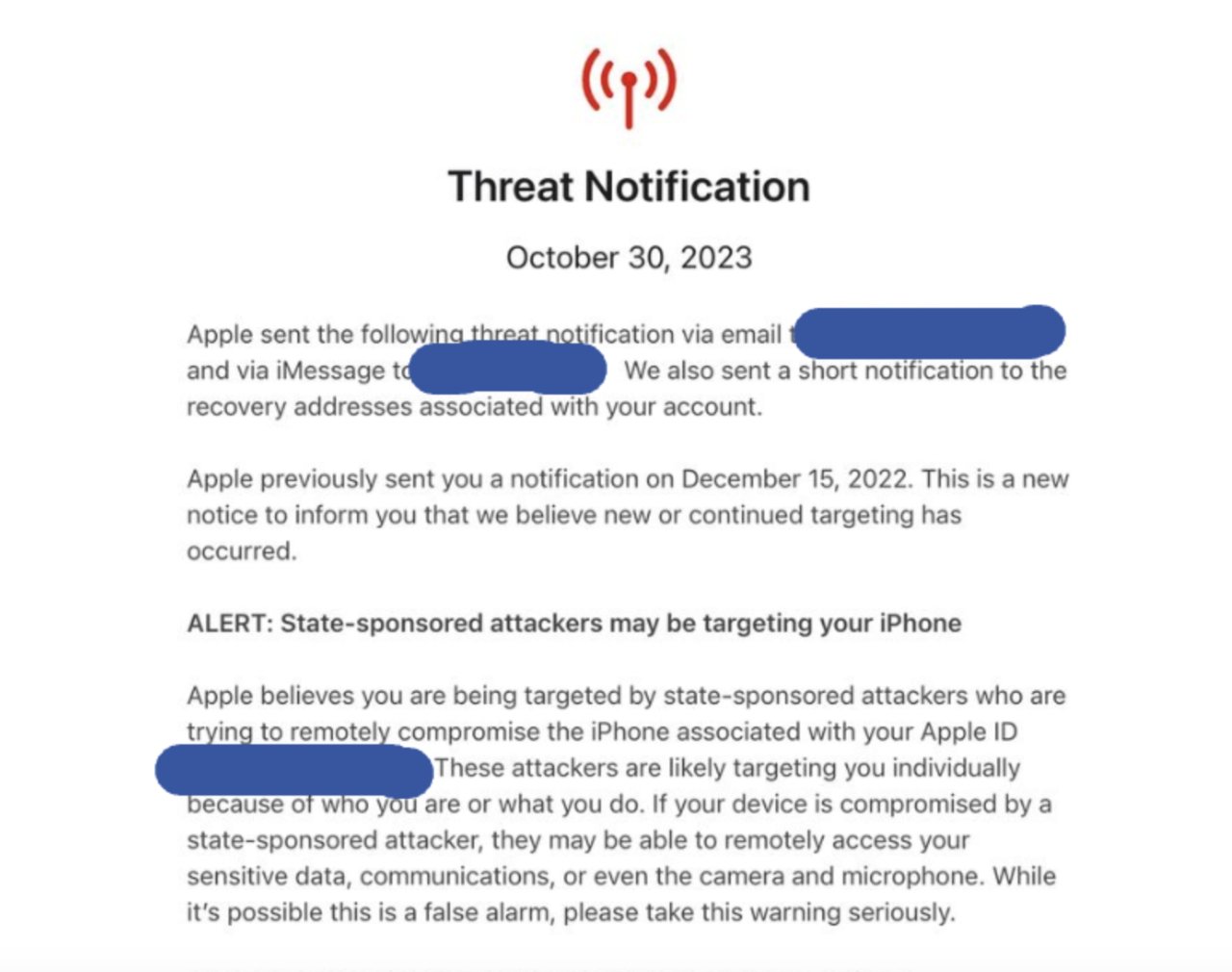 Apple ha avvisato alcuni utenti iPhone in Armenia della presenza di spyware di stato