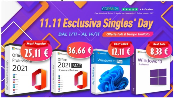 Festa dei Single, su Godeal24 licenze Office e Windows a partire da 15,11 €