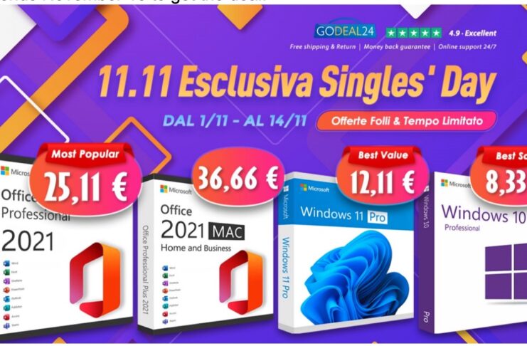 Festa dei Single, su Godeal24 licenze Office e Windows a partire da 15,11 €