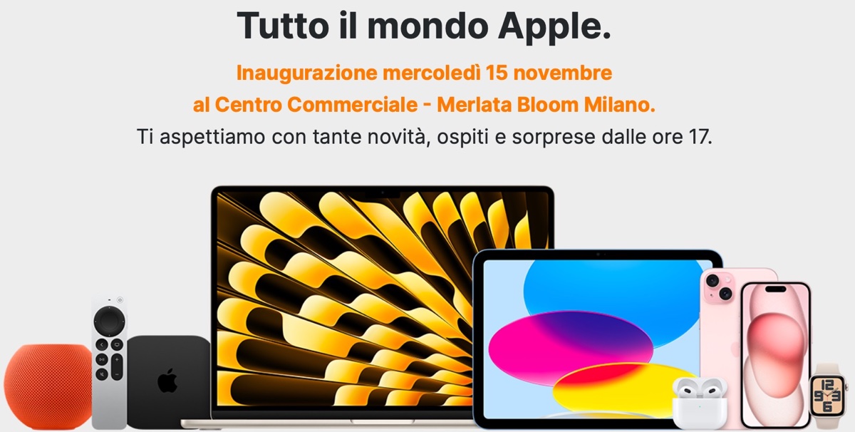Juice Merlata Bloom Milano apre il 15 novembre con sottocosto Apple