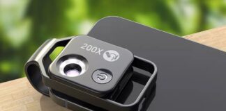 In sconto microscopio a clip per smartphone con ingrandimento 200X